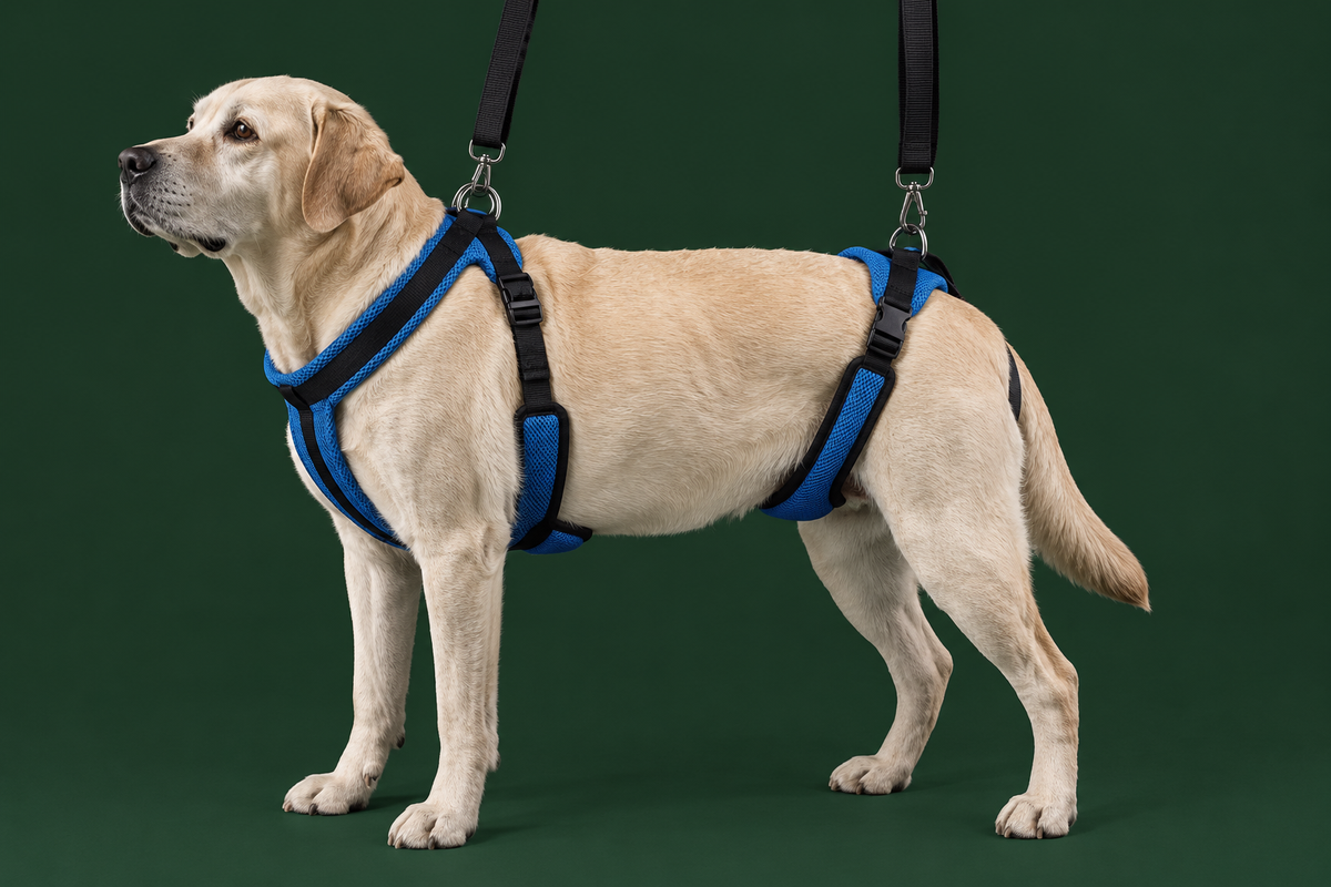 Oude hond kan niet meer opstaan? 5 manieren om hem veilig overeind te helpen
